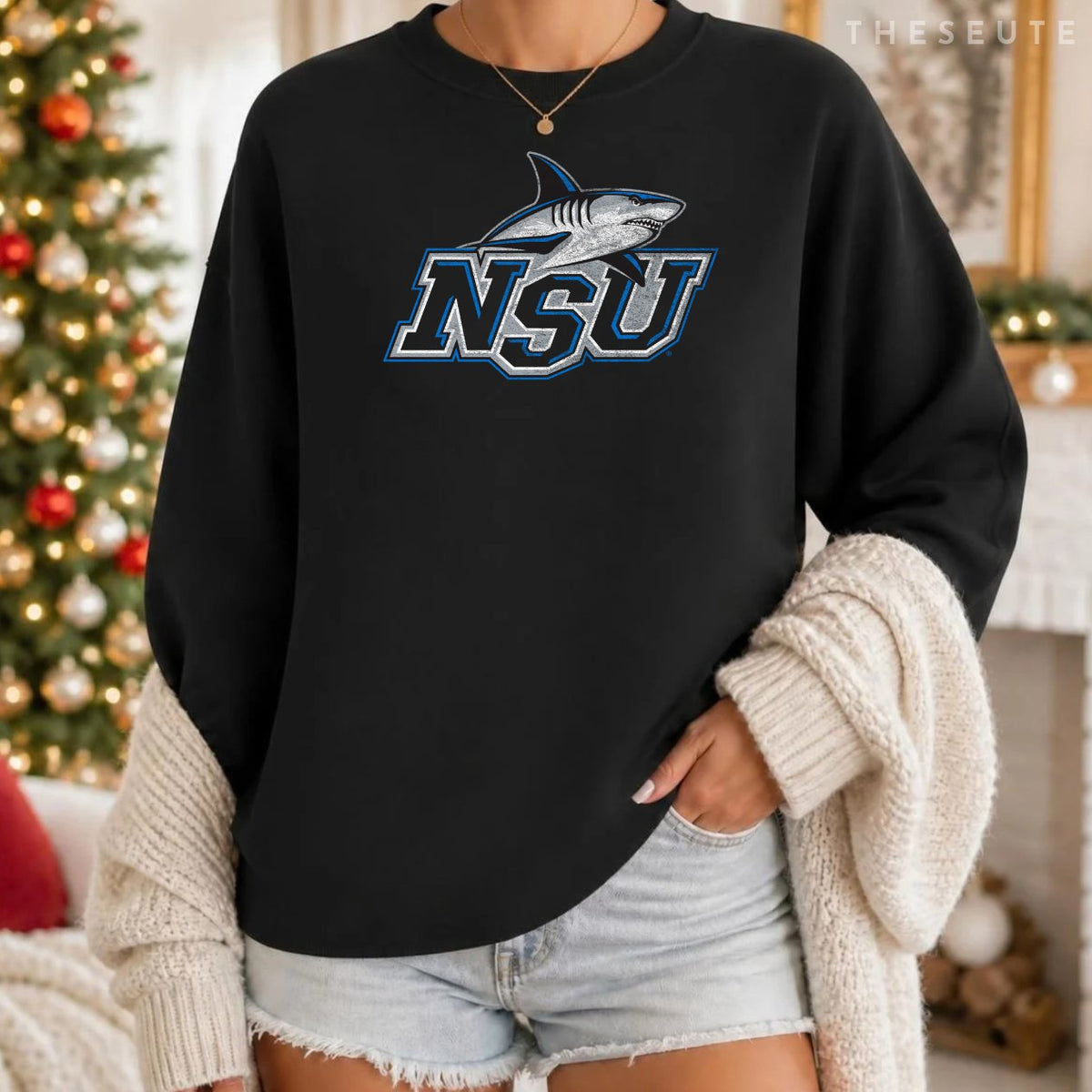 Nova Southeastern University Sharks Distressed Primary Sweatshirt