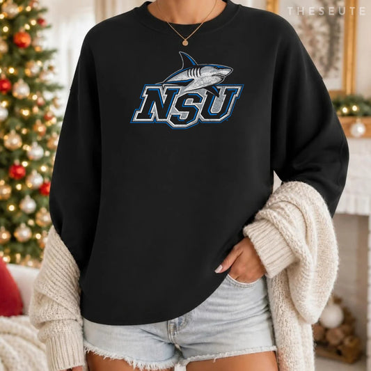 Nova Southeastern University Sharks Distressed Primary Sweatshirt