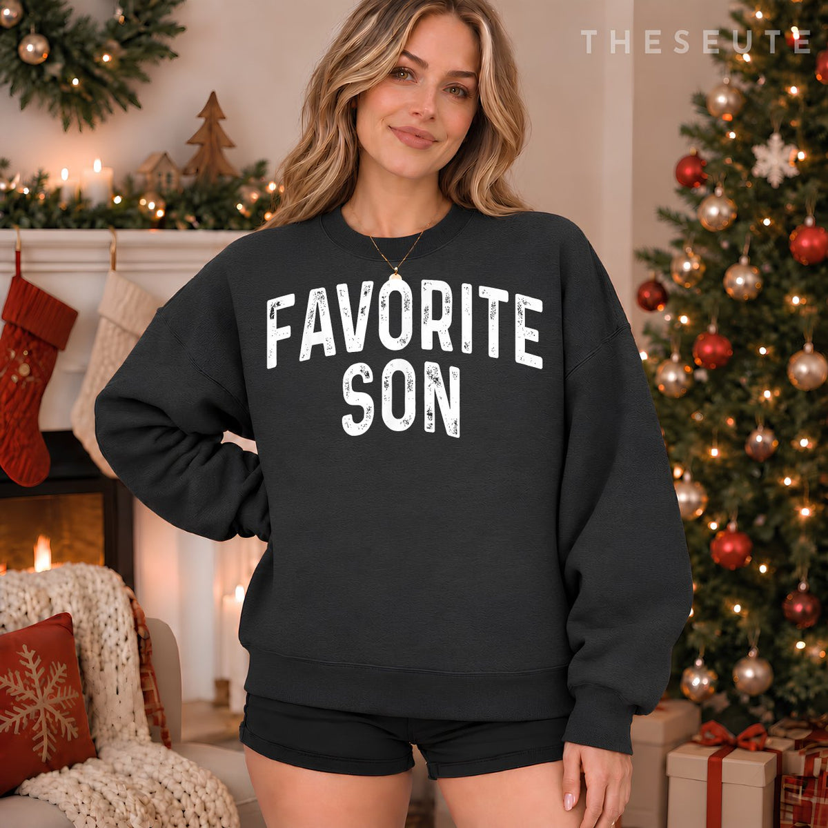 Favorite Son Funny Dad Mom Parents Christmas Sweatshirt