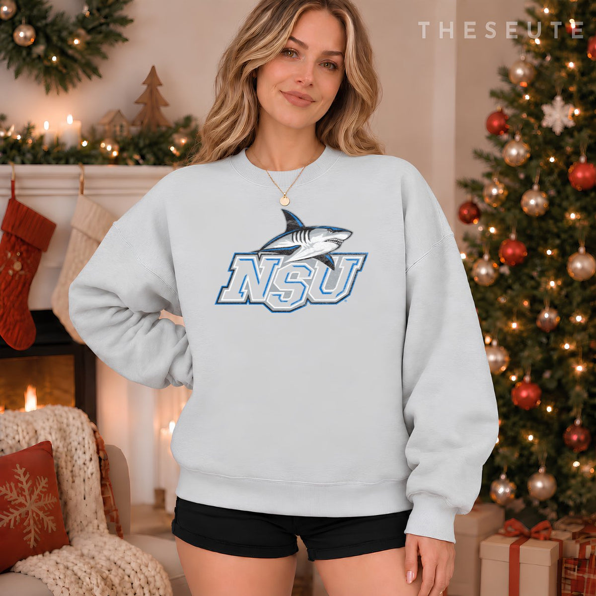 Nova Southeastern University Sharks Distressed Primary Sweatshirt