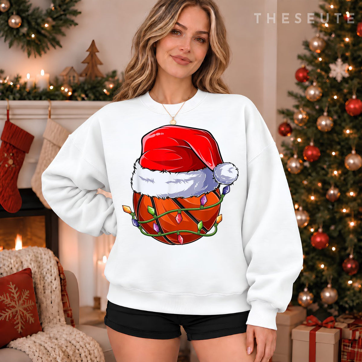 Basketball Christmas Boy Apparel, Funny Santa Sport Men Kids Sweatshirt
