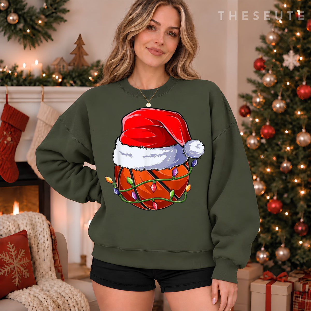 Basketball Christmas Boy Apparel, Funny Santa Sport Men Kids Sweatshirt