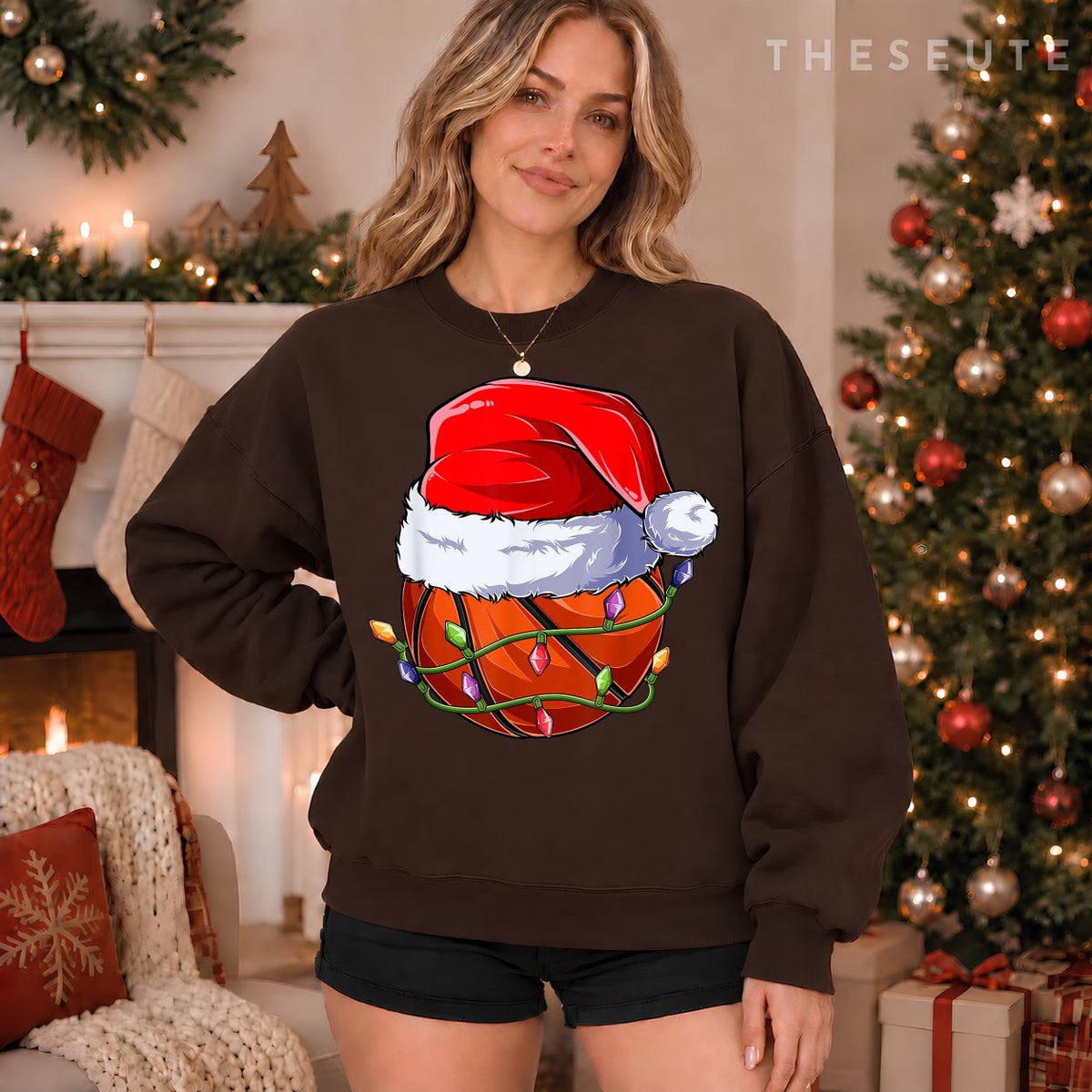 Basketball Christmas Boy Apparel, Funny Santa Sport Men Kids Sweatshirt