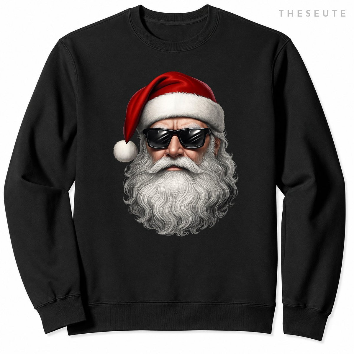 Santa Face Retro Sunglasses Funny Christmas Pajama Mens Boys Sweatshirt