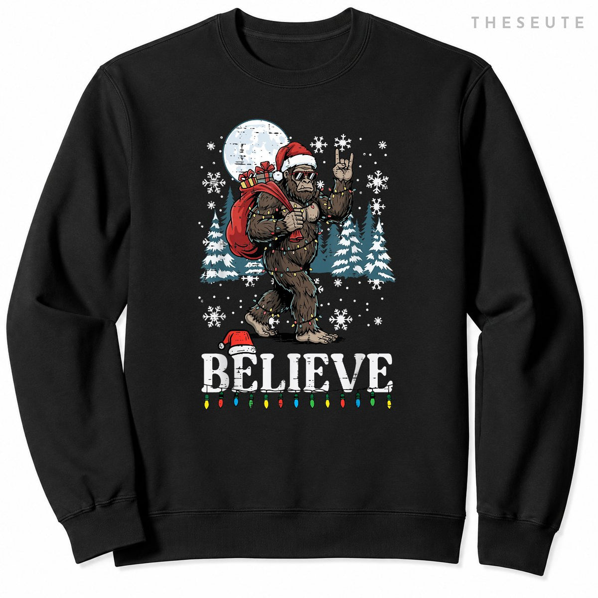 Christmas Bigfoot Believe Funny Xmas Sasquatch Men Women Kid Sweatshirt