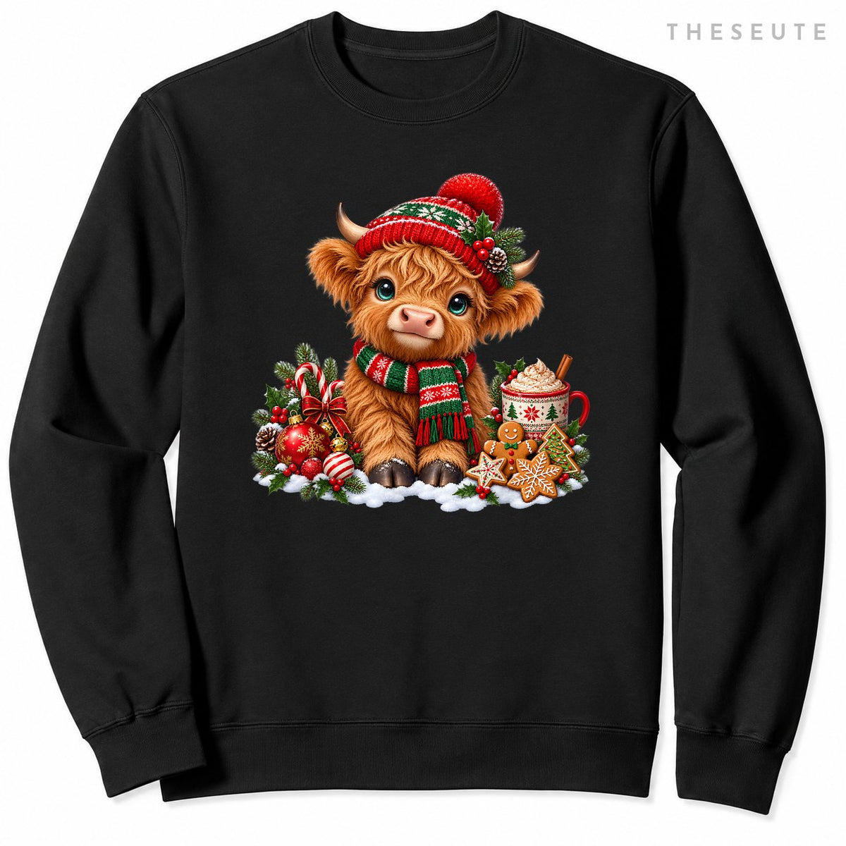 Funny Xmas Merry Moo Cows Highland Cow Christmas Snowman Sweatshirt