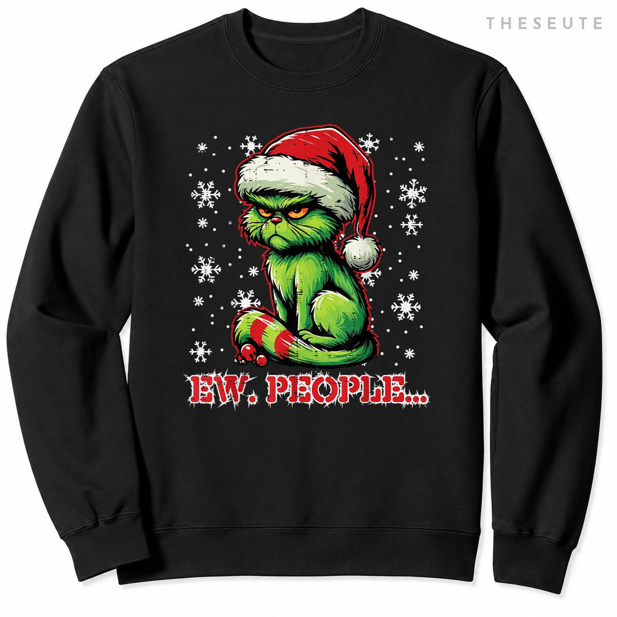Christmas Cat Santa Ew People Funny Xmas Men Women Kids Sweatshirt