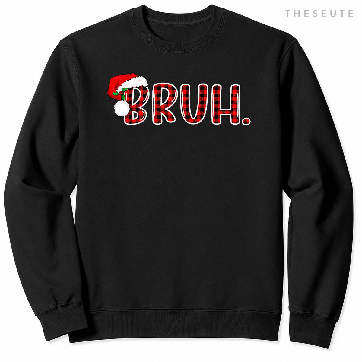 Bruh Funny Christmas Plaid Teens Boys Kids Xmas Pajamas Sweatshirt