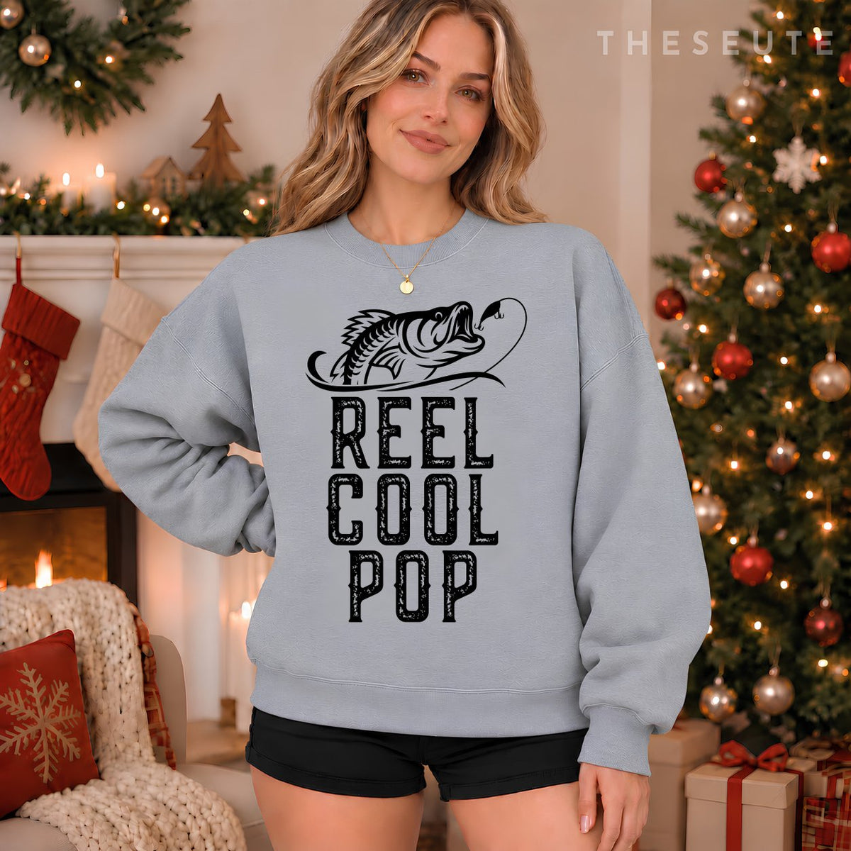 Reel Cool Pop Fishing Gift Funny Sweatshirt Christmas Sweatshirt