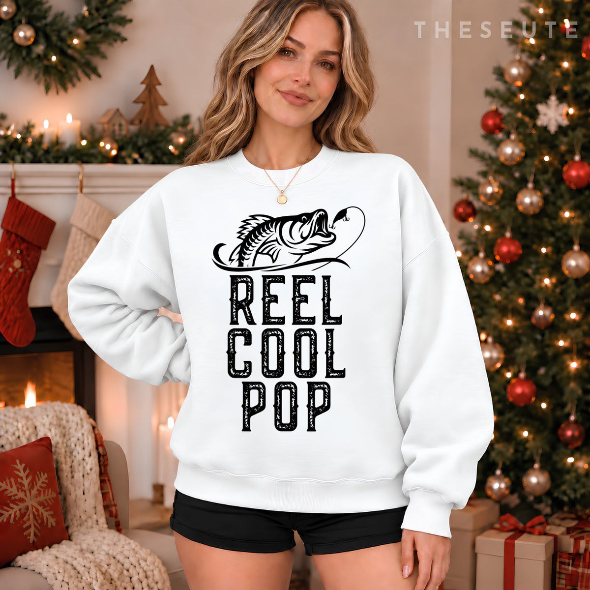Reel Cool Pop Fishing Gift Funny Sweatshirt Christmas Sweatshirt