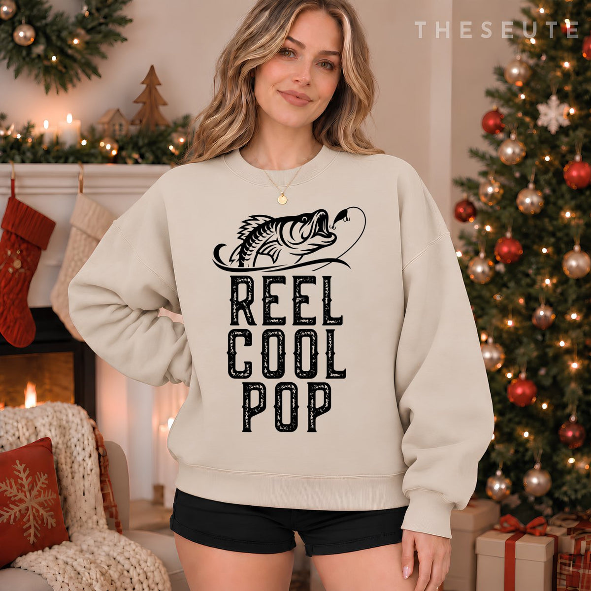 Reel Cool Pop Fishing Gift Funny Sweatshirt Christmas Sweatshirt
