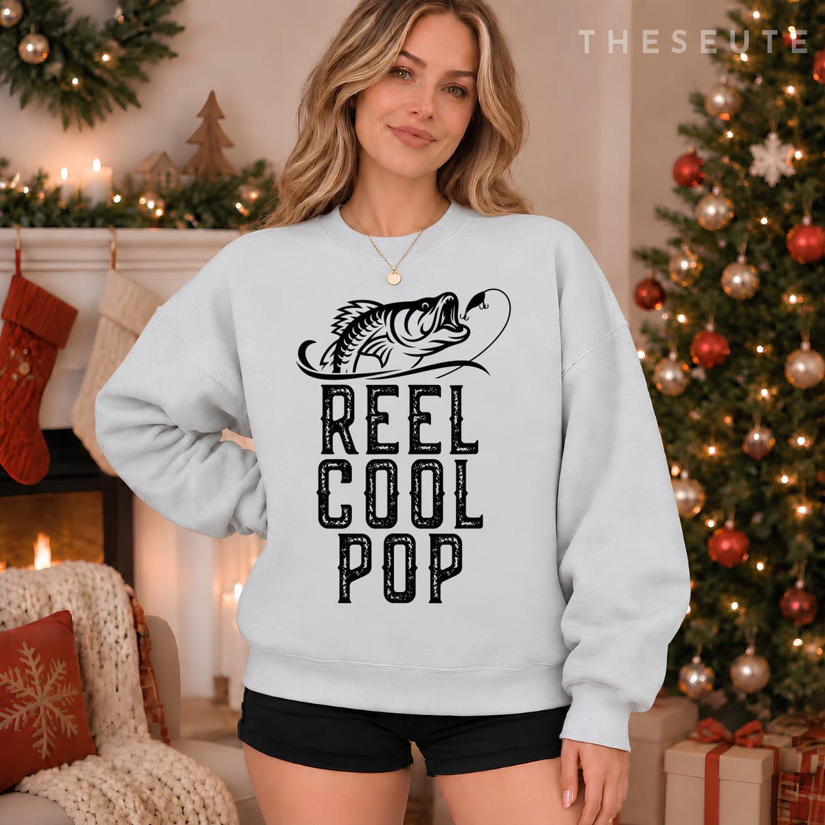 Reel Cool Pop Fishing Gift Funny Sweatshirt Christmas Sweatshirt