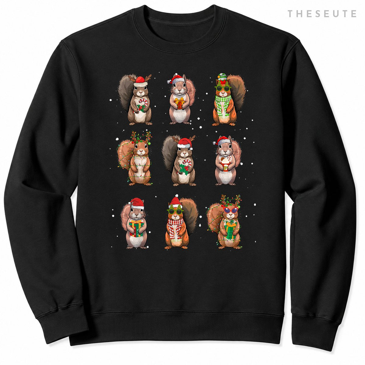 Squirrels Christmas Lights Decor Funny Squirrel Lover Pajama Sweatshirt