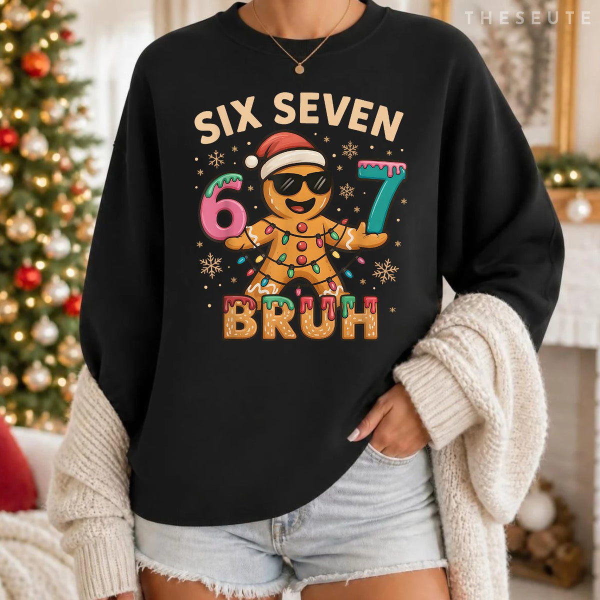 Bruh 67 Christmas Six Seven Gingerbreadman Boys 67 Christmas Sweatshirt