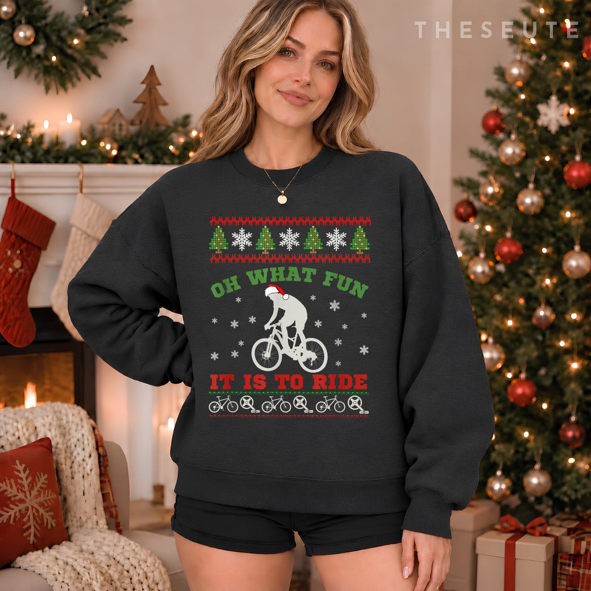 Mountain Bike Rider, Oh What Fun Christmas Ugly Sweatshirt Gift Sweatshirt