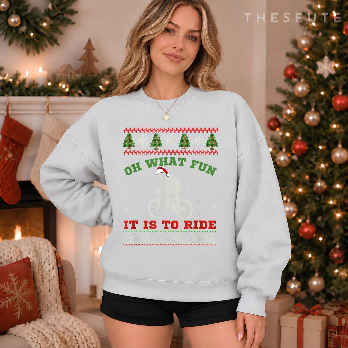 Mountain Bike Rider, Oh What Fun Christmas Ugly Sweatshirt Gift Sweatshirt