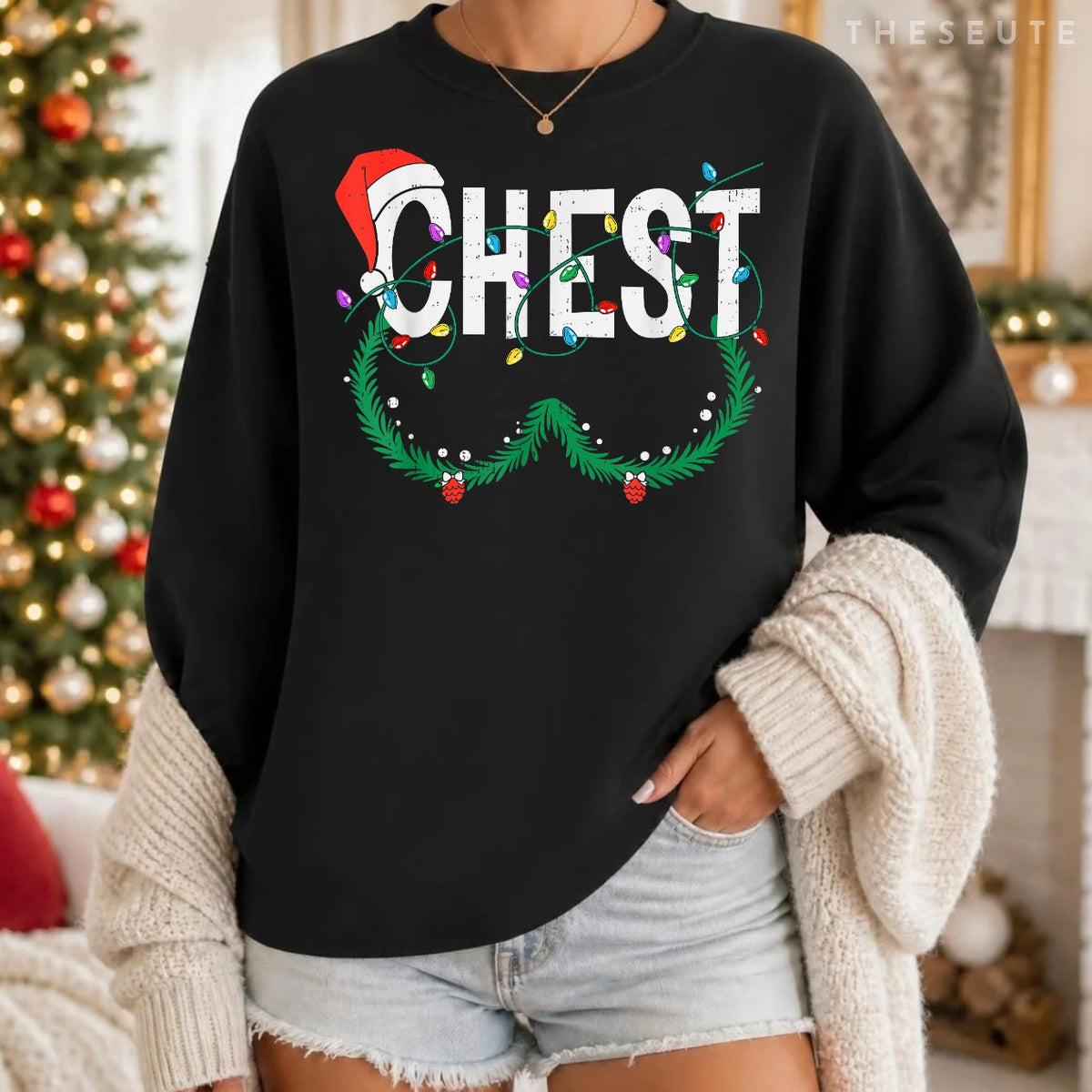 Chest Nuts Christmas Funny Matching Couple Chestnuts Xmas Sweatshirt