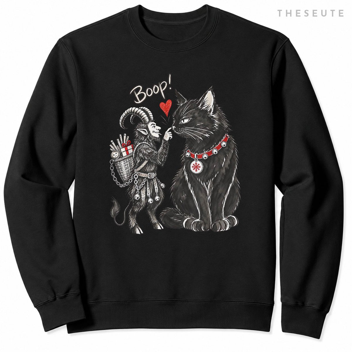 Vintage Funny Folklore Krampus Boop Yule Cat Meme Christmas Sweatshirt