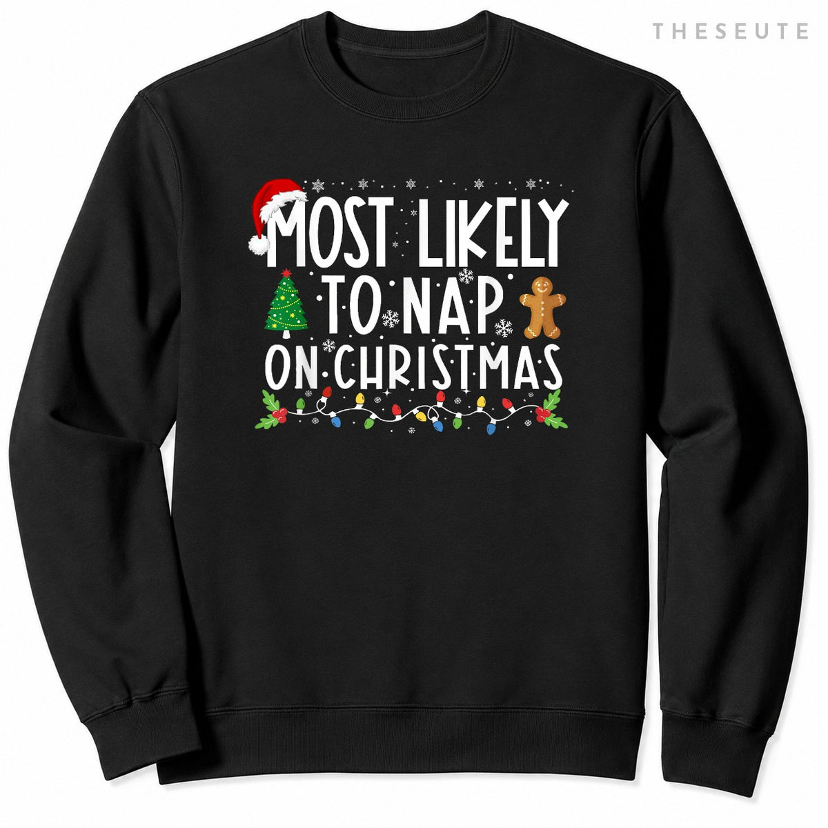 Most Likely To Nap On Christmas Funny Family Christmas Sweatshirt