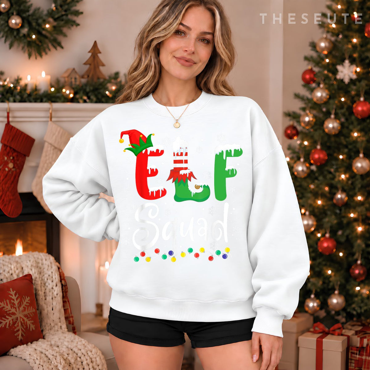 Elf Squad Funny Elf Family Christmas Matching Pajamas Xmas Sweatshirt