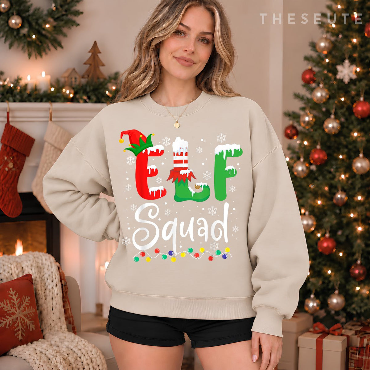 Elf Squad Funny Elf Family Christmas Matching Pajamas Xmas Sweatshirt