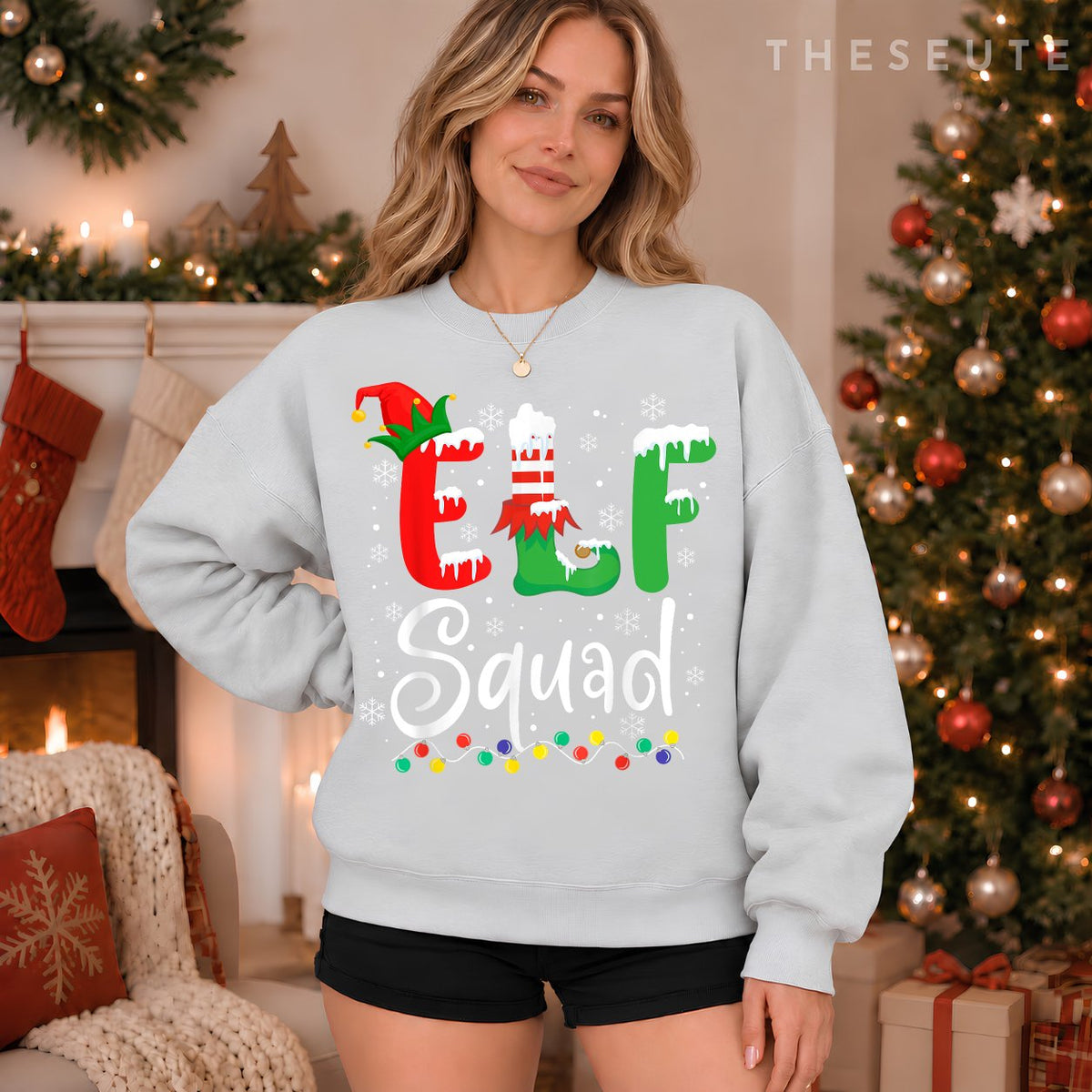 Elf Squad Funny Elf Family Christmas Matching Pajamas Xmas Sweatshirt