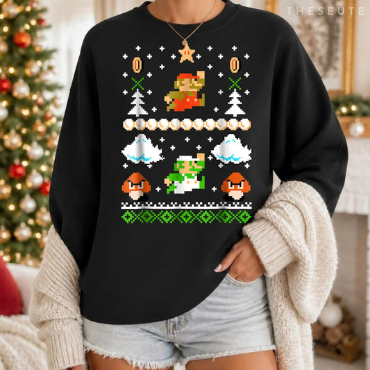 Super Mario Mario Goomba Ugly Christmas Sweatshirt