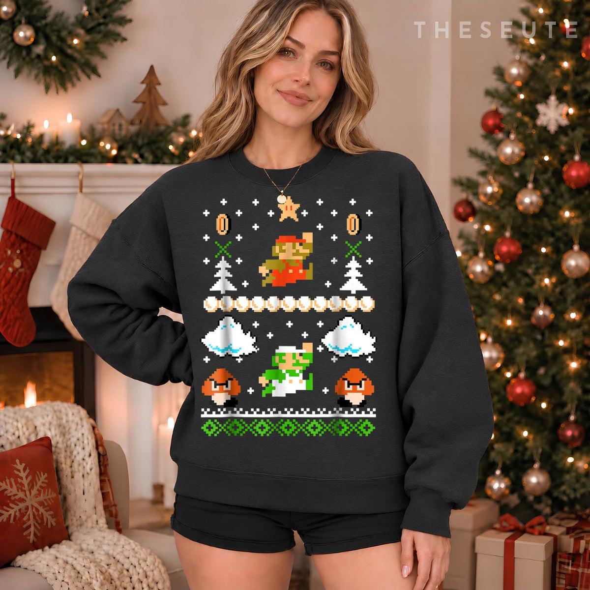 Super Mario Mario Goomba Ugly Christmas Sweatshirt