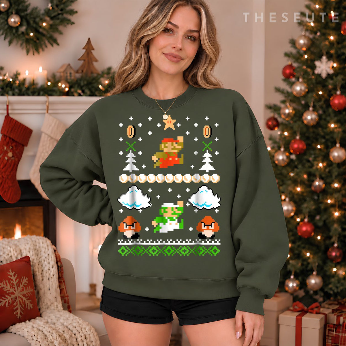 Super Mario Mario Goomba Ugly Christmas Sweatshirt