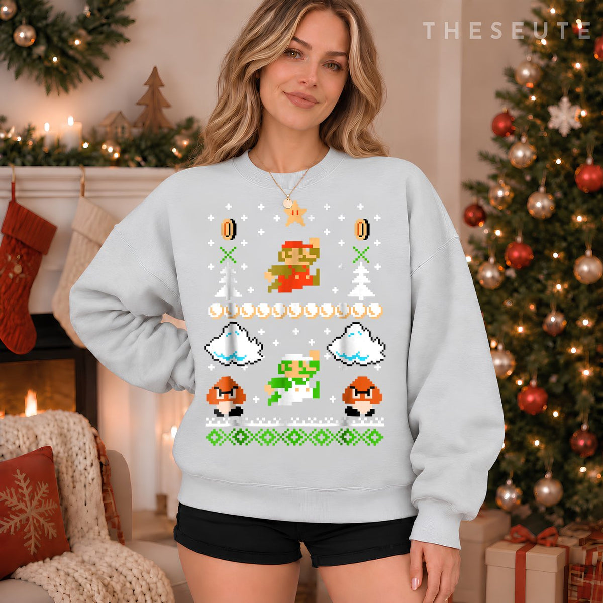 Super Mario Mario Goomba Ugly Christmas Sweatshirt