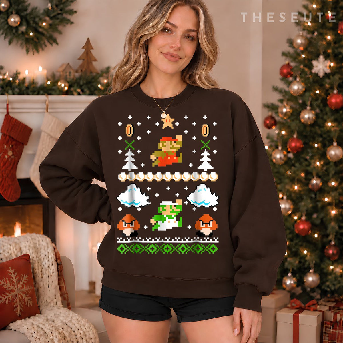 Super Mario Mario Goomba Ugly Christmas Sweatshirt