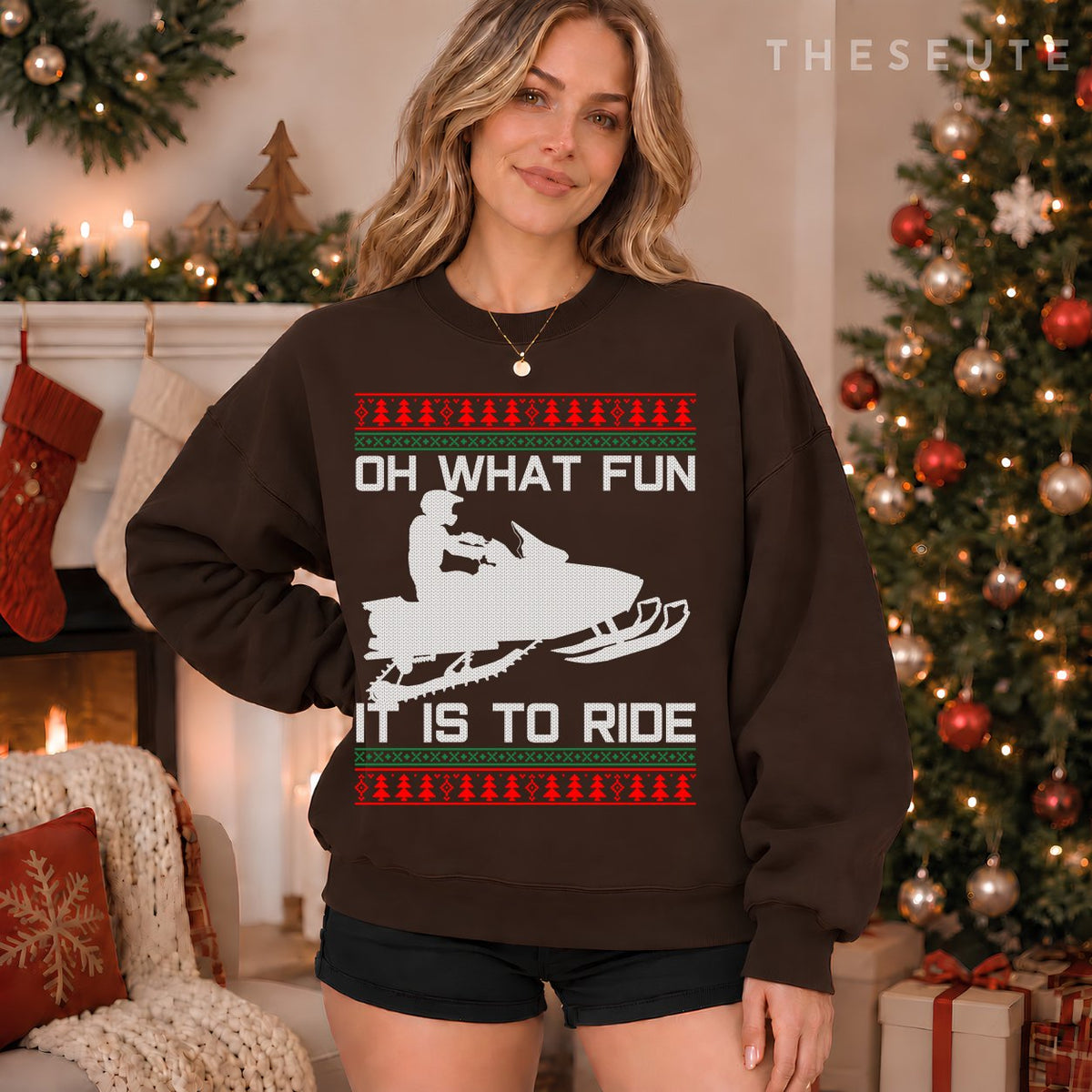 Snowmobile Ugly Christmas - Oh What Fun It Is To Ride Funny Sweatshirt