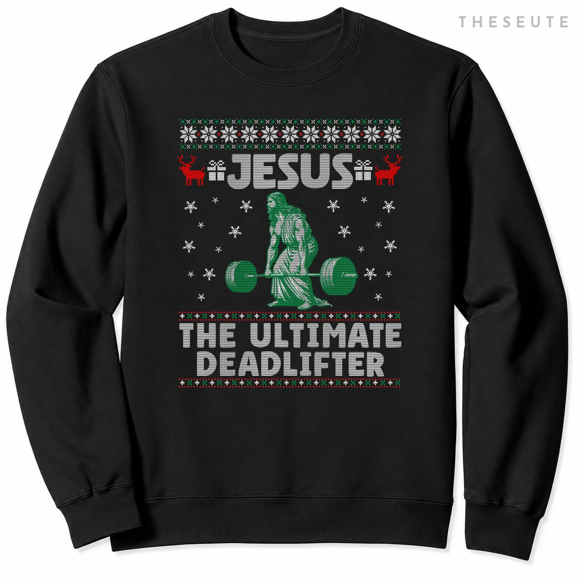 Jesus The Ultimate Deadlifter Christmas Ugly Sweatshirt