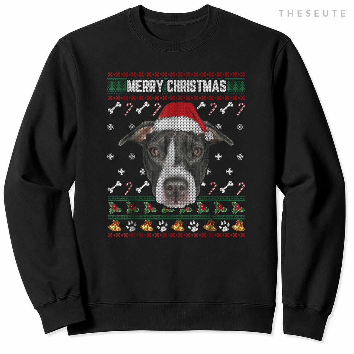 Merry Christmas Sweatshirt Pit Bull Lovers Ugly Xmas Sweatshirt