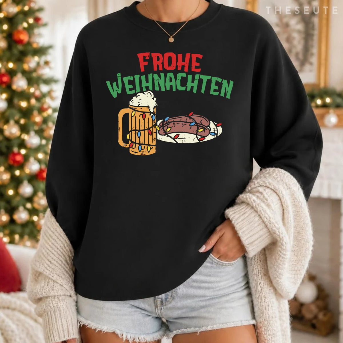 Frohe Weihnachten Germany Christmas Beer Bratwurst Sweatshirt