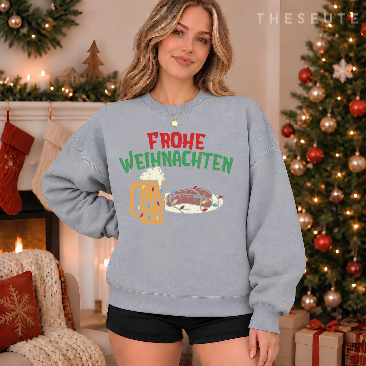 Frohe Weihnachten Germany Christmas Beer Bratwurst Sweatshirt