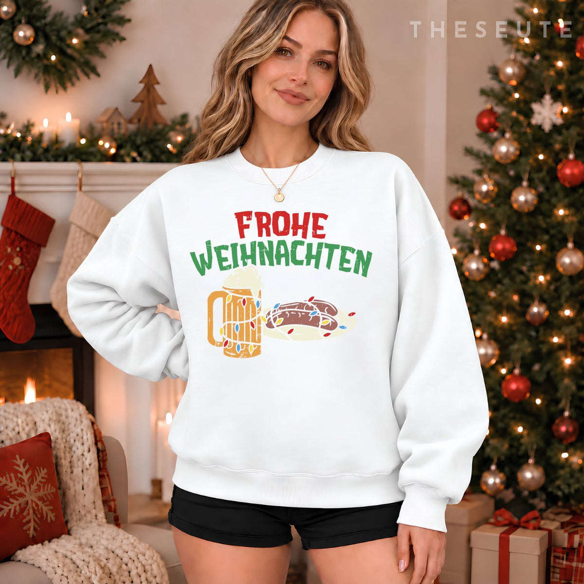Frohe Weihnachten Germany Christmas Beer Bratwurst Sweatshirt