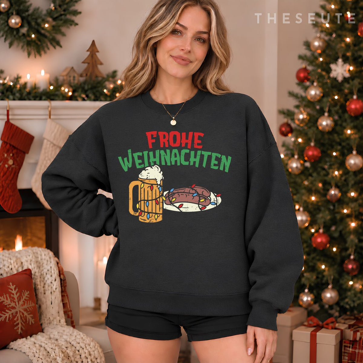 Frohe Weihnachten Germany Christmas Beer Bratwurst Sweatshirt