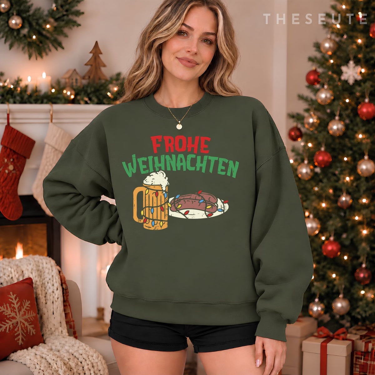 Frohe Weihnachten Germany Christmas Beer Bratwurst Sweatshirt
