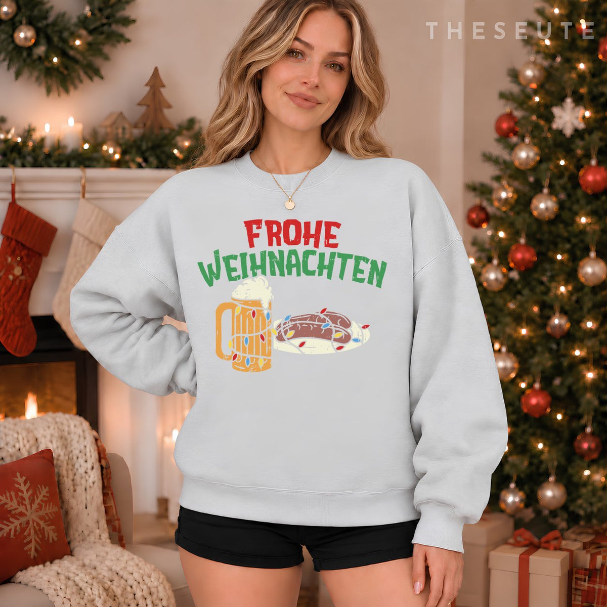 Frohe Weihnachten Germany Christmas Beer Bratwurst Sweatshirt