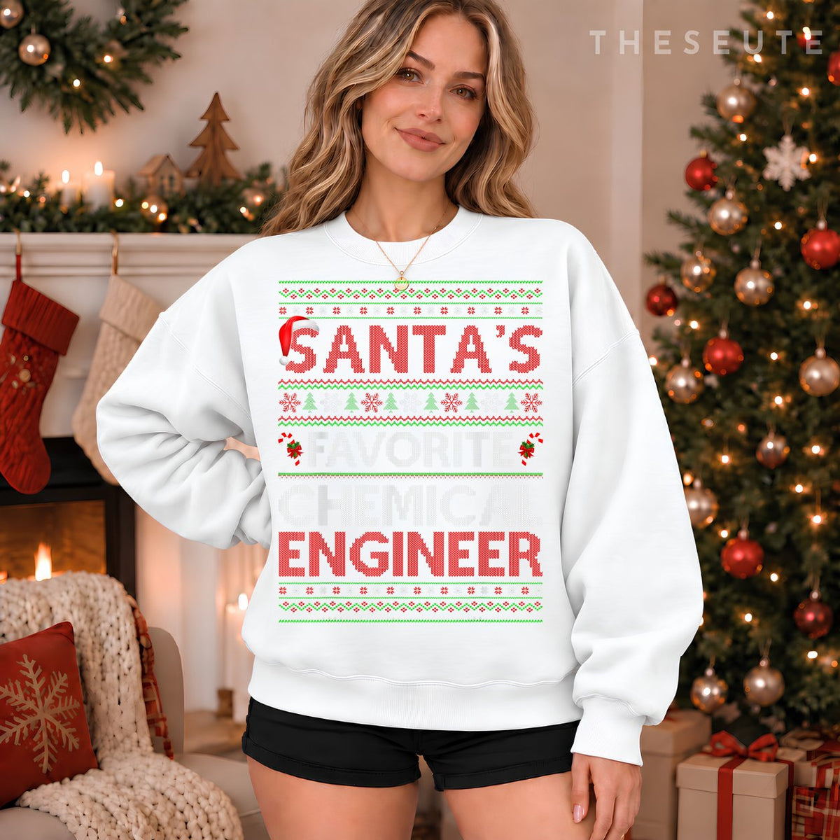 Ugly Xmas Santa's Favorite Chemical Engineer Christmas Sweatshirt