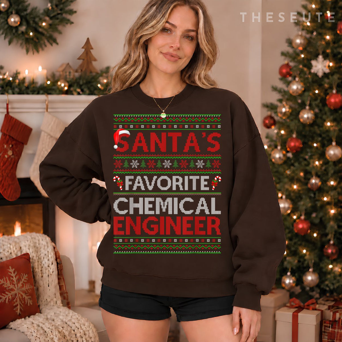 Ugly Xmas Santa's Favorite Chemical Engineer Christmas Sweatshirt