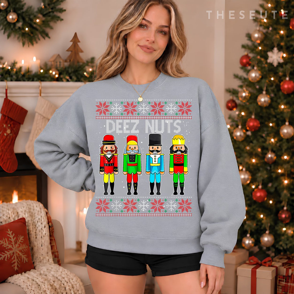 Deez Nuts Nutcracker Ugly Christmas Sweatshirt Funny Xmas Sweatshirt
