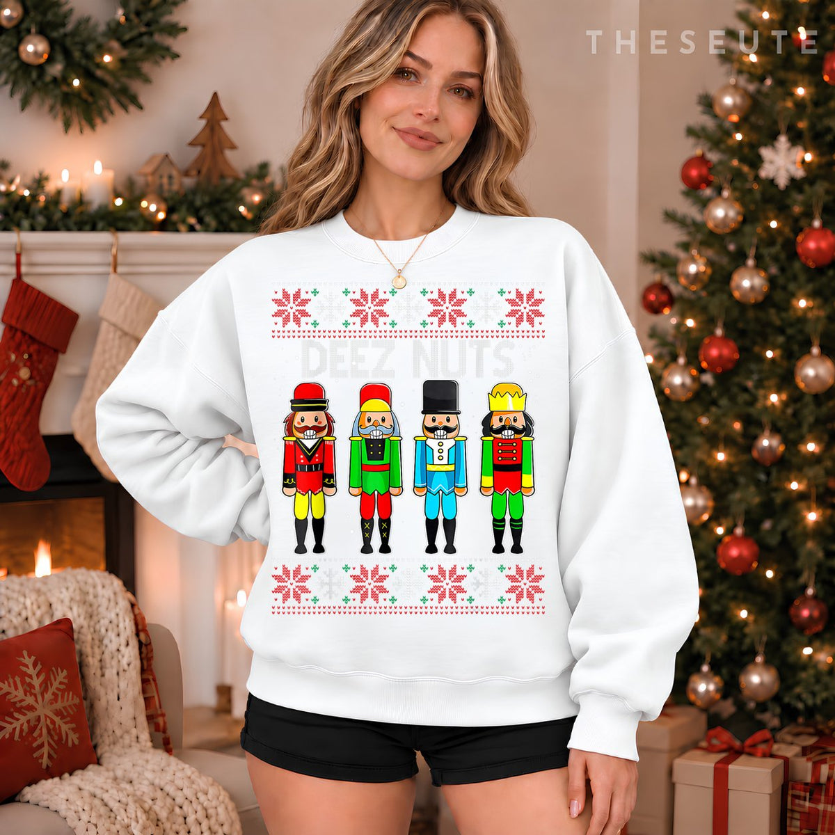 Deez Nuts Nutcracker Ugly Christmas Sweatshirt Funny Xmas Sweatshirt
