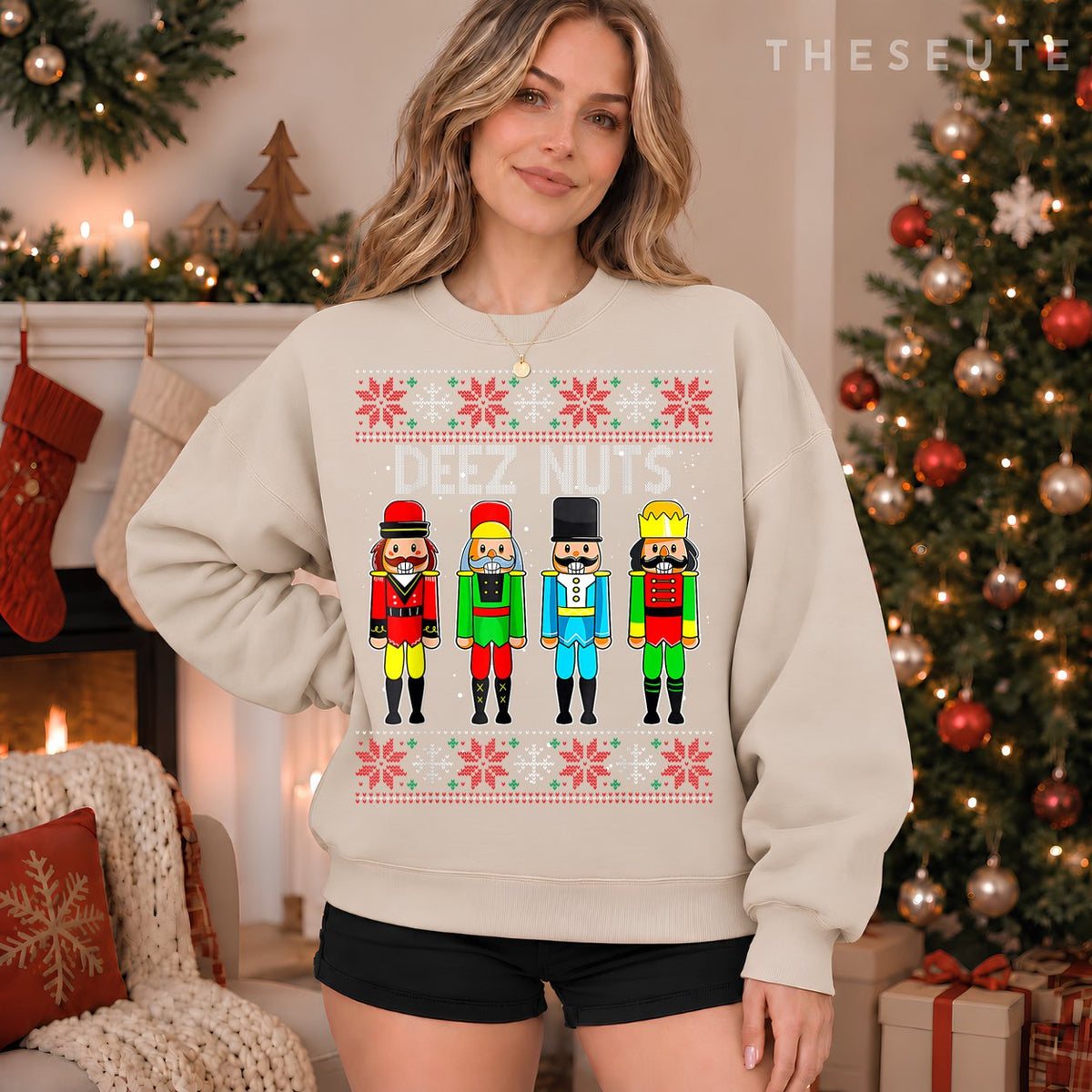Deez Nuts Nutcracker Ugly Christmas Sweatshirt Funny Xmas Sweatshirt