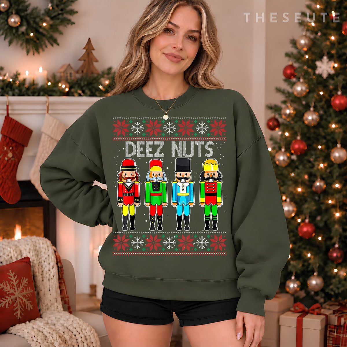 Deez Nuts Nutcracker Ugly Christmas Sweatshirt Funny Xmas Sweatshirt