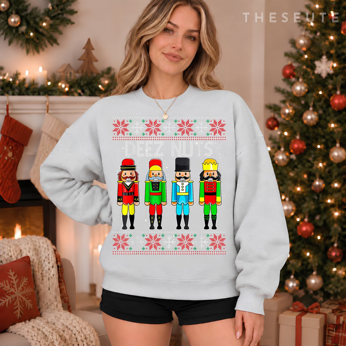Deez Nuts Nutcracker Ugly Christmas Sweatshirt Funny Xmas Sweatshirt