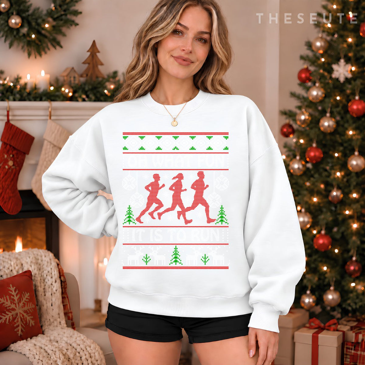 Running Christmas Gift Idea What Fun It Is To Run Funny Ugly Sweatshirt