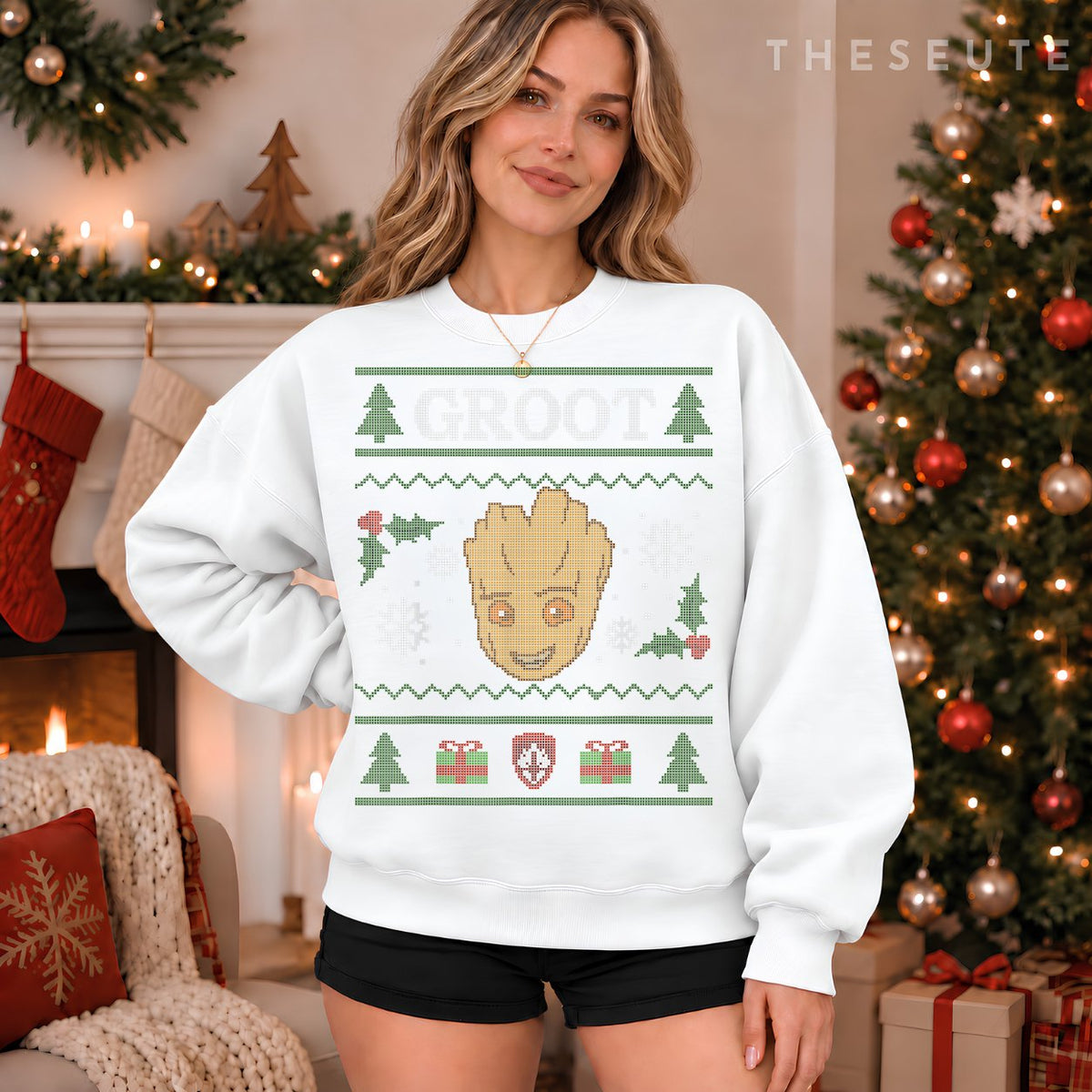 Marvel Groot Guardians of the Galaxy Ugly Christmas Sweatshirt