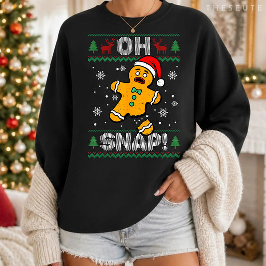 Oh Snap Gingerbread Man Christmas Xmas Cookie Baking Funny Sweatshirt